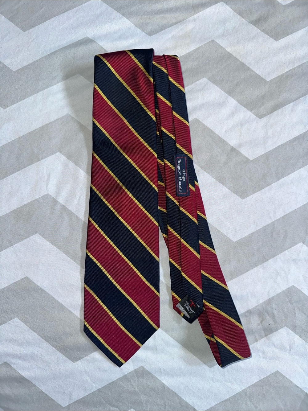 Robert Talbott Burgundy and Navy Diagonal Stripe Tie with Gold Trim